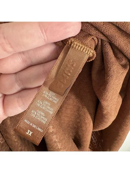 SKIMS Women Plus Size 3X Brown Metallic Logo Mesh Foil Mini Slip Cami Dress NWT - Picture 8 of 10